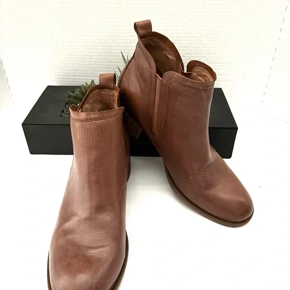 WOMENS KORKS KORK-EASE LEATHER ANKLE BOOTS COGNAC BROWN  SZ 9.5 - Picture 14 of 14